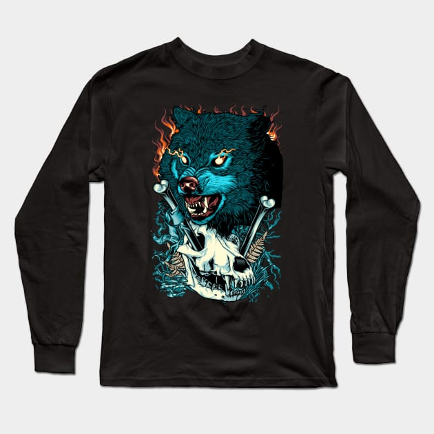 Wolf Angry Long Sleeve T-Shirt by FirmanHatibu123